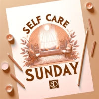 DALL·E 2023-11-28 23.28.51 - Recreate the image for the song 'Self Care Sunday' by 5D Media, adding the word '5D Media' to the bottom. Maintain the peaceful and serene theme of th